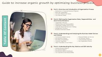 Table Of Contents Guide To Increase Organic Growth By Optimizing Business Process