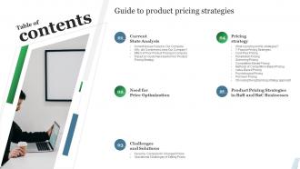 Table Of Contents Guide To Product Pricing Strategies Ppt Slides Design Inspiration