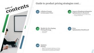 Table Of Contents Guide To Product Pricing Strategies Ppt Slides Design Inspiration