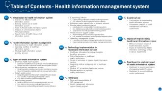 Table Of Contents Health Information Management System