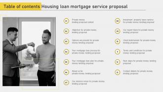 Table Of Contents Housing Loan Mortgage Service Proposal