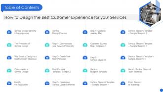 Table Of Contents How To Design The Best Customer Experience For Your Services