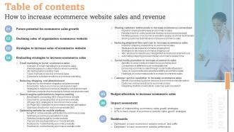 Table Of Contents How To Increase Ecommerce Website Sales And Revenue