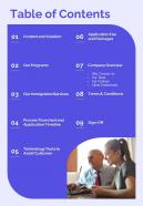 Table Of Contents Immigration Service Provider Proposal One Pager Sample Example Document