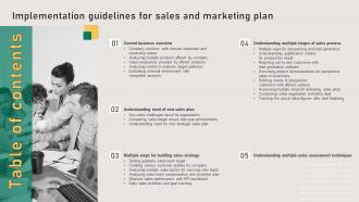 Table Of Contents Implementation Guidelines For Sales And Marketing Plan MKT SS V