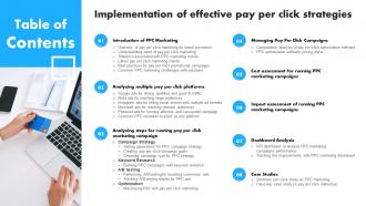 Table Of Contents Implementation Of Effective Pay Per Click Strategies MKT SS V