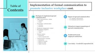 Table Of Contents Implementation Of Formal Communication To Promote Inclusive Workplace Downloadable Editable