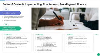 Table Of Contents Implementing AI In Business Branding And Finance Ppt File Example