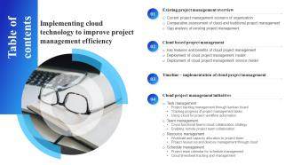 Table Of Contents Implementing Cloud Technology To Improve Project Management Efficiency