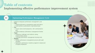 Table Of Contents Implementing Effective Performance Improvement System