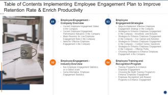 Table Of Contents Implementing Employee Engagement Plan To Improve Retention Rate And Enrich Productivity