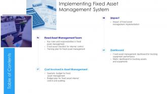 Table Of Contents Implementing Fixed Asset Management System