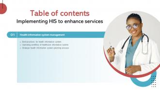 Table Of Contents Implementing His To Enhance Services Ppt Introduction