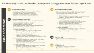 Table Of Contents Implementing Product And Market Development Strategy To Enhance Strategy SS