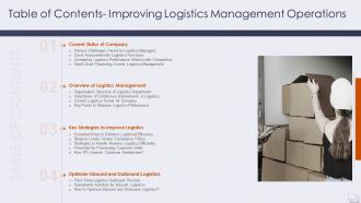 Table of contents improving logistics management operations