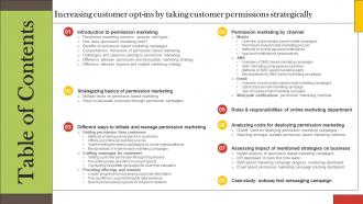Table Of Contents Increasing Customer Opt Ins By Taking Customer Permissions Strategically MKT SS V