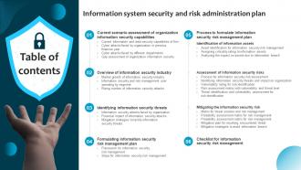 Table Of Contents Information System Security And Risk Administration Plan Ppt Styles Example
