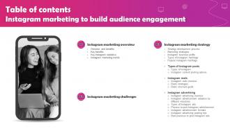 Table Of Contents Instagram Marketing To Build Audience Engagement MKT SS V