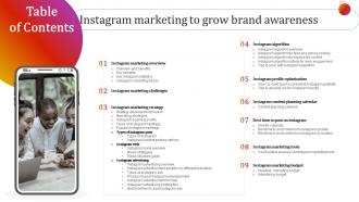 Table Of Contents Instagram Marketing To Grow Brand Awareness
