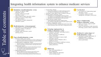 Table Of Contents Integrating Health Information System To Enhance Medicare Services