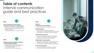 Table Of Contents Internal Communication Guide And Best Practices