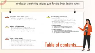 Table Of Contents Introduction To Marketing Analytics Guide For Data Driven MKT SS