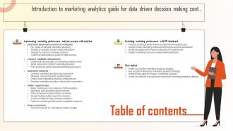 Table Of Contents Introduction To Marketing Analytics Guide For Data Driven MKT SS Captivating