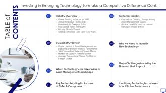Table Of Contents Investing In Emerging Technology To Make A Competitive Difference Cont