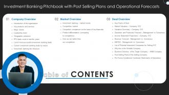 Table Of Contents Investment Banking Pitchbook With Post Selling Plans And Operational Forecasts