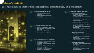 Table Of Contents IoT Revolution In Smart Cities Applications Opportunities And Challenges IoT SS