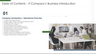 Table Of Contents It Companys Business Introduction