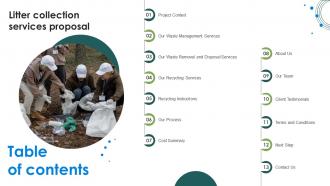 Table Of Contents Litter Collection Services Proposal Ppt Show Background Designs