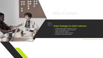 Table Of Contents Major Strategies For Debt Collection Collection