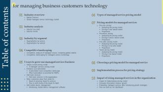 Table Of Contents Managing Business Customers Technology