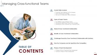 Table Of Contents Managing Cross Functional Teams Managing Cross Functional Teams