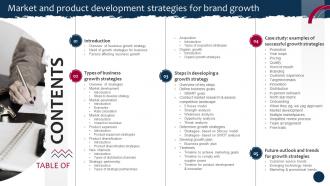 Table Of Contents Market And Product Development Strategies For Brand Growth Strategy SS