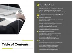 Table Of Contents Marketing Department Due To Lack Of Automation Ppt Presentation Files