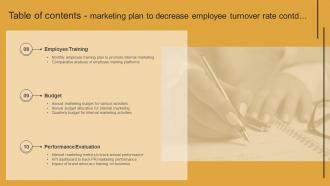 Table Of Contents Marketing Plan To Decrease Employee Turnover Rate MKT SS V Informative Adaptable