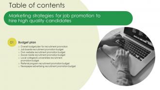 Table Of Contents Marketing Strategies For Job Promotion To Hire High Quality Candidates Strategy SS V