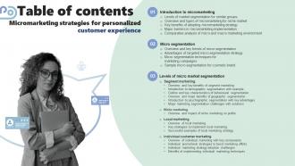 Table Of Contents Micromarketing Strategies For Personalized Customer Experience MKT SS V