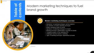 Table Of Contents Modern Marketing Techniques To Fuel Brand Growth PPT Sample Strategy SS