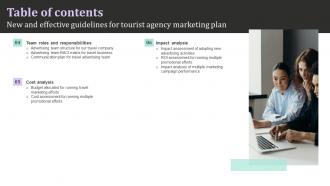 Table Of Contents New And Effective Guidelines For Tourist Agency Marketing Plan Strategy SS V Impressive Image