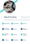 Table Of Contents New Business Proposal One Pager Sample Example Document