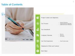 Table of contents next steps ppt file elements