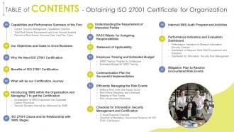 Table Of Contents Obtaining ISO 27001 Certificate For Organization