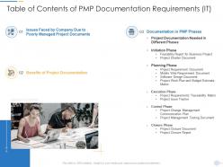 Table of contents of pmp documentation requirements it ppt professional