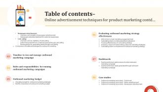 Table Of Contents Online Advertisement Techniques For Product Marketing MKT SS V Impactful Good