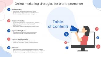 Table Of Contents Online Marketing Strategies For Brand Promotion Ppt Template