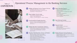 Table Of Contents Operational Process Management In The Banking Services