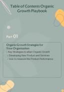 Table Of Contents Organic Growth Playbooks One Pager Sample Example Document